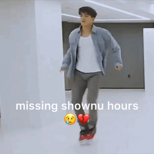 A Picture Of A Man Dancing With The Words Missing Shownu Hours GIF