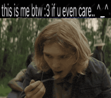 A Picture Of A Man Eating With The Caption " This Is Me Btw 3 If U Even Care Aa " GIF