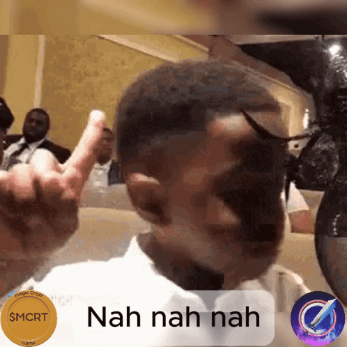 A Picture Of A Man Giving The Middle Finger With The Words Nah Nah Nah On The Bottom GIF