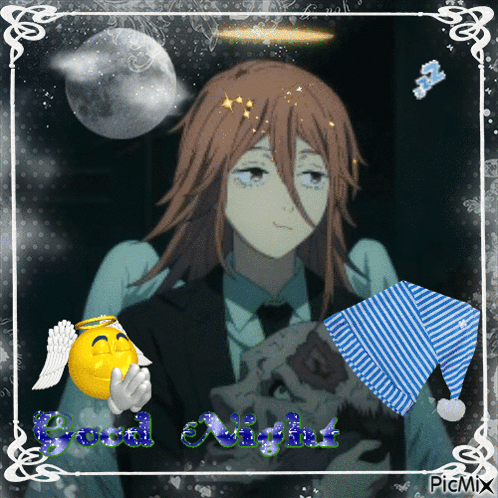 A Picture Of A Man Holding A Kite With The Words Good Night GIF