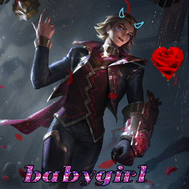 A Picture Of A Man Holding A Rose With The Words Babygirl Written On It GIF