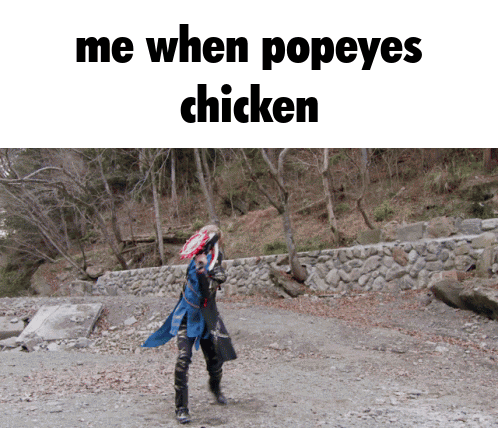 A Picture Of A Man Holding A Sword With The Words Me When Popeyes Chicken Below Him GIF