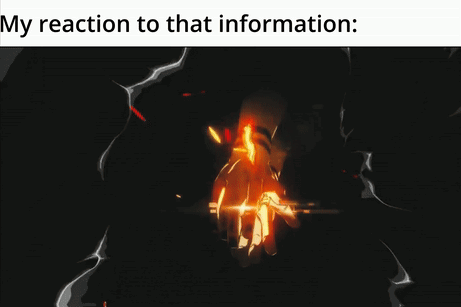 A Picture Of A Man Holding A Sword With The Words My Reaction To That Information Below Him GIF
