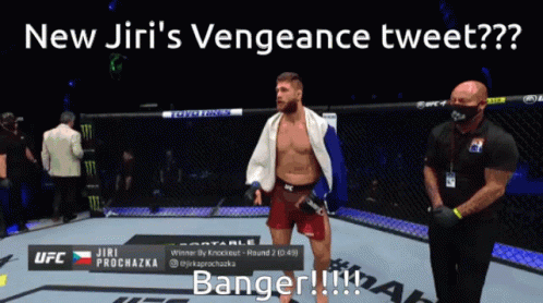 A Picture Of A Man In A Cage With The Caption New Jiri 'S Vengeance Tweet Banger GIF