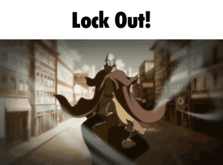 A Picture Of A Man In A Cape And The Words Lock Out GIF