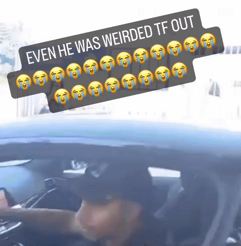 A Picture Of A Man In A Car With A Caption That Says Even He Was Weirded Tf Out GIF