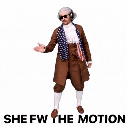 A Picture Of A Man In A Costume With The Words She Fw The Motion Below Him GIF