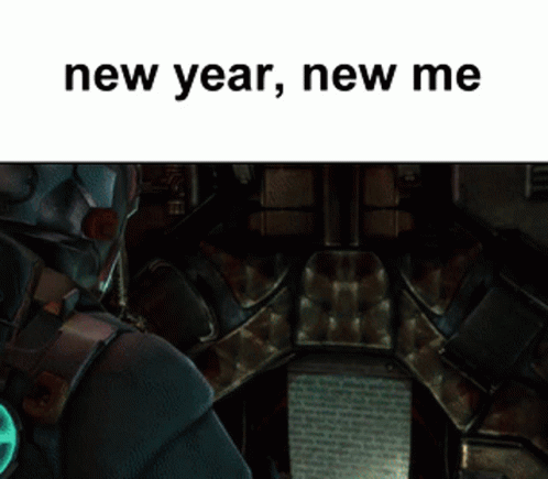 A Picture Of A Man In A Space Suit With The Words New Year New Me Above Him GIF