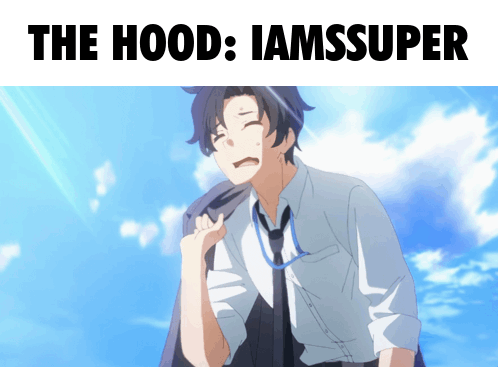 A Picture Of A Man In A Suit And Tie With The Caption " The Hood : Iamsuper " GIF