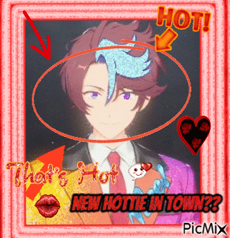 A Picture Of A Man In A Suit And Tie With The Words That 'S Hot New Hottie In Town GIF