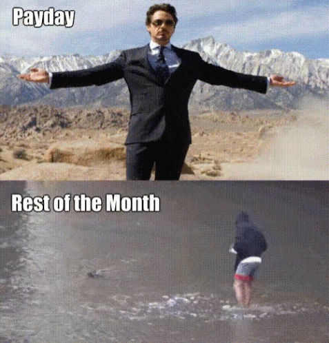 A Picture Of A Man In A Suit With The Words Payday Rest Of The Month GIF