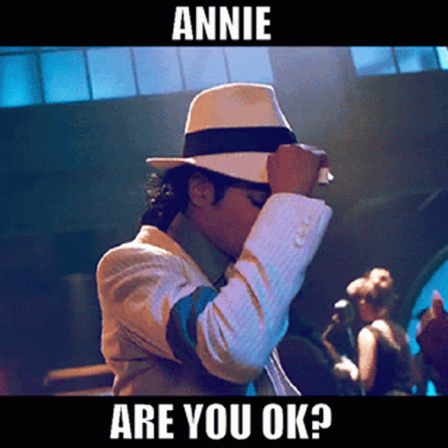A Picture Of A Man In A White Suit And Hat Asking Annie Are You Ok GIF