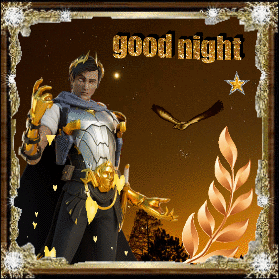 A Picture Of A Man In Armor With The Words Good Night Above Him GIF