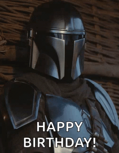 A Picture Of A Man In Armor With The Words Happy Birthday Below Him GIF