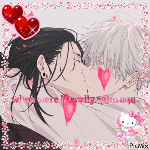 A Picture Of A Man Kissing Another Man With The Words " When Were Merely Teenagers " Written On It GIF