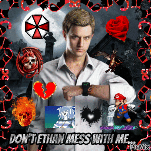 A Picture Of A Man Looking At His Watch With The Words " Do N't Ethan Mess With Me " At The Bottom GIF