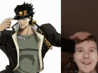 A Picture Of A Man Next To A Picture Of A Man With A Hat On GIF