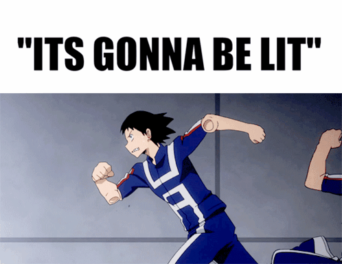 A Picture Of A Man Running With The Words " It 'S Gonna Be Lit " GIF