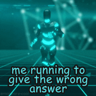 A Picture Of A Man Running With The Words Me Running To Give The Wrong Answer GIF