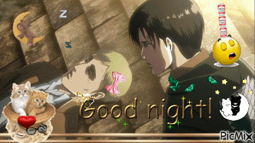 A Picture Of A Man Sleeping With The Words Good Night On The Bottom GIF