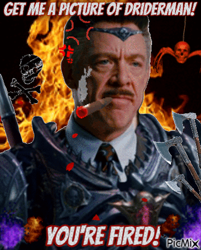 Man Smoking Cigar With Driderman Caption GIF