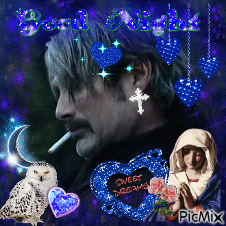 A Picture Of A Man Smoking A Cigarette With The Words Good Night Sweet Dreams Written On It GIF