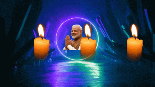 A Picture Of A Man Surrounded By Candles GIF