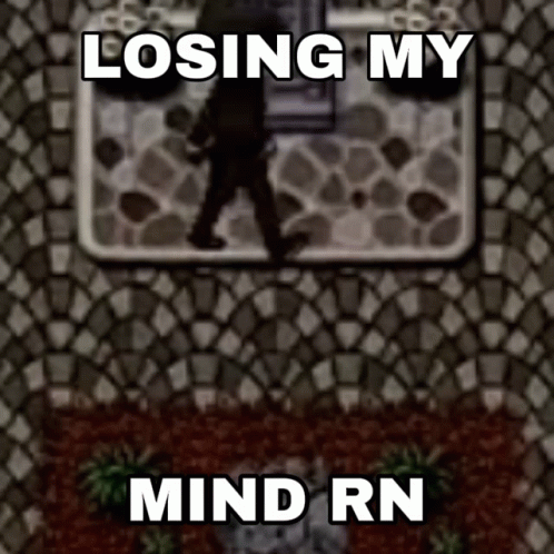 A Picture Of A Man Walking With The Words Losing My Mind Rn GIF