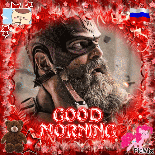 Bearded Man Saying Good Morning With Helmet GIF