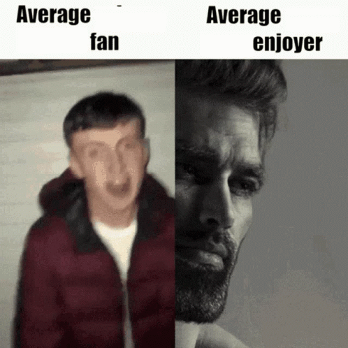 Bearded Man With Average Fan And Enjoyer Text GIF