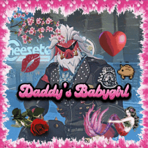 A Picture Of A Man With A Beard And The Words " Daddy 'S Babygirl " On It GIF