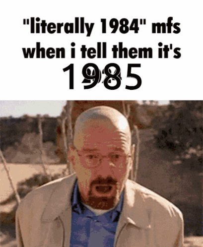 Bearded Man With Literally 1984 Text GIF