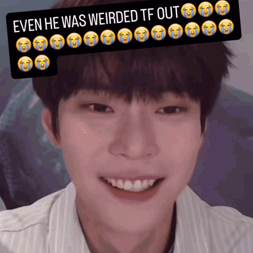 A Picture Of A Man With A Caption That Says Even He Was Weirded Tf Out GIF