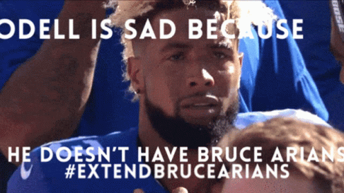A Picture Of A Man With A Caption That Says Odell Is Sad Because He Does N't Have Bruce Arians GIF