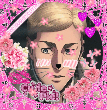 A Picture Of A Man With A Cat Face And The Words Cutie Pie On The Bottom GIF
