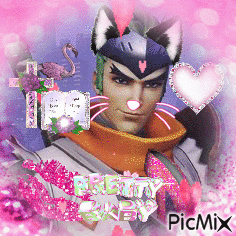 A Picture Of A Man With A Cat Mask And The Words Pretty Baby GIF