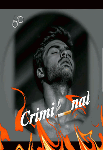 A Picture Of A Man With A Cigarette In His Mouth And The Words Criminal Below Him GIF