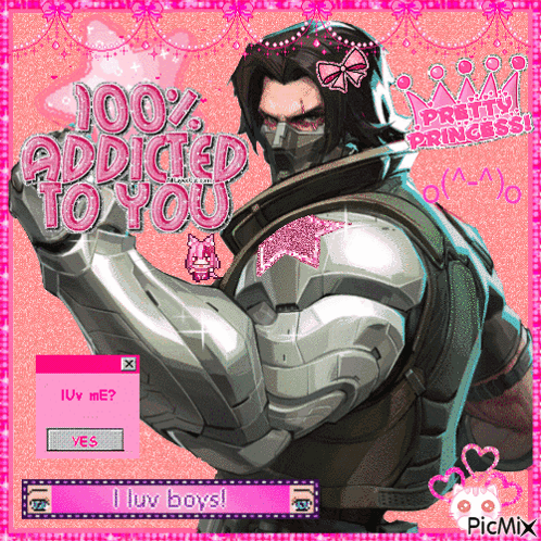 A Picture Of A Man With A Crown And The Words 100 % Addicted To You On It GIF