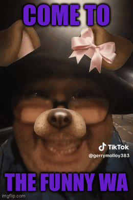 A Picture Of A Man With A Dog Face And The Words Come To The Funny Wa On The Bottom GIF