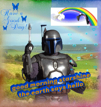 A Picture Of A Man With A Gun And The Words Good Morning Starshine The Earth Says Hello On The Bottom GIF
