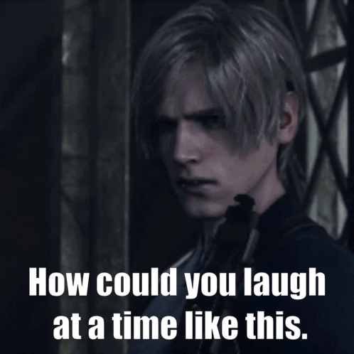 A Picture Of A Man With A Gun And The Words How Could You Laugh At A Time Like This GIF