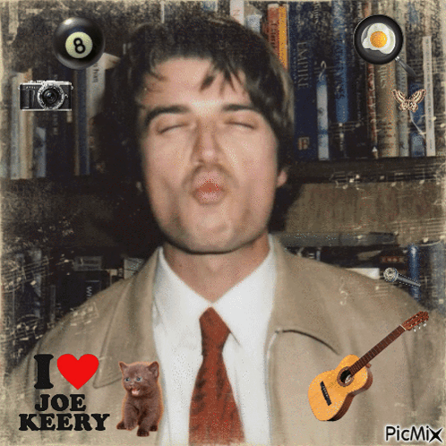 A Picture Of A Man With A Heart And The Words I Love Joe Keery GIF