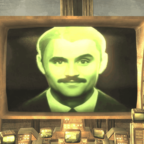 A Picture Of A Man With A Mustache Is On A Computer Screen GIF