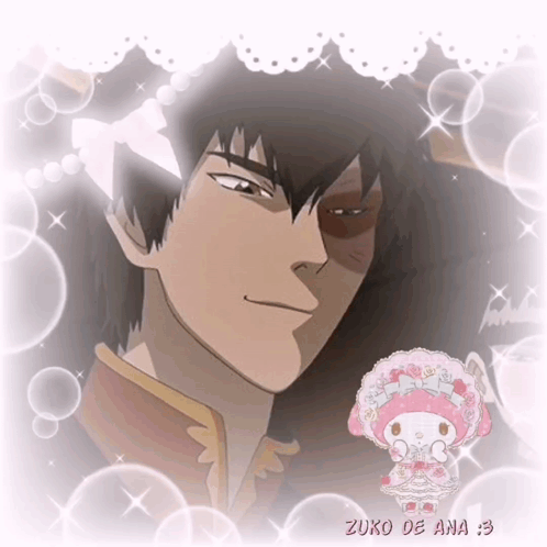 A Picture Of A Man With A Pink Bow In His Hair And The Words Zuko De Ana GIF