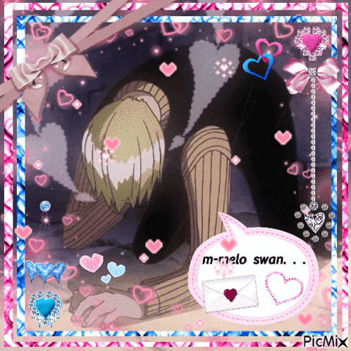 A Picture Of A Man With A Speech Bubble That Says " M-Melo Swan " GIF