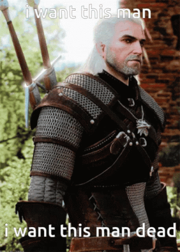 a picture of a man with a sword and the words i want this man i want this man dead below him