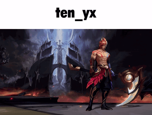 a picture of a man with a sword and the words ten_yx