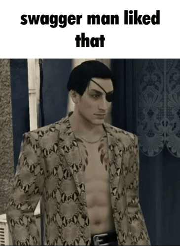 A Picture Of A Man With A Tattoo On His Eye And The Words Swagger Man Liked That On The Bottom GIF