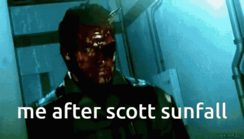 A Picture Of A Man With Blood On His Face And The Words Me After Scott Sunfall GIF