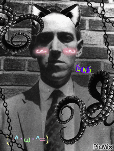 A Picture Of A Man With Cat Ears And Octopus Tentacles GIF